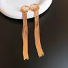 Brincos de agulha de prata com flor longa de prata e borla geométrica, brincos de luxo leve de alta qualidade, brincos transfronteiriços europeus e americanos, atacado para mulheres