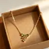 Collar de Mariposa de Peridoto para Mujer, Cadena para el Cuello Creativa Estilo Ins, Hermoso y Versátil para el Uso Diario, Pendientes Elegantes