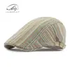 Sombreros de Estilo Étnico para Mujer, Nuevos Boinas Rayadas de Primavera y Verano, Gorras de Pico Casual Retro Británico, Sombreros Delanteros para Hombre, Modernos