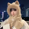 Chapéu de Inverno para Mulheres, Novo Estilo Coreano, Quente e Versátil, Chapéu de Pelúcia Espessado com Orelhas de Urso, Chapéu Fofo de Peça Única com Cadarço, Celebridade da Internet