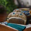 Peine de Madera de Sándalo Verde con Animales y los Doce Signos del Zodiaco, Lindo Peine para Bebé para la Celebración del Primer Cumpleaños de Niños