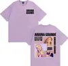 Camiseta Cover de Turnê de Álbum da Cantora Ariana Grande Moda Masculina e Feminina Estética Camiseta de Manga Curta Algodão Casual