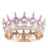 Tiara de Novia de Venta Caliente Transfronteriza Corona Redonda de Cristal Redondo Barroco de Alta Gama Corona de Princesa Cumpleaños Accesorios de Boda Lote