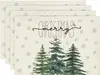 Manteles navideños transfronterizos 4 juegos de platos de cena tazas con tapetes termoaislantes Manteles decorativos para la atmósfera de las fiestas navideñas