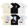 High Street American Style Trendy Brand RHUDE Marlboro Beach Crown Flag Impresso Solto Manga Curta T-Shirt para Homens e Mulheres