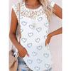 Chaleco informal holgado de algodón de colores con cuello redondo y borde de encaje con estampado floral para mujer de Amazon, estilo europeo y americano, verano 2022
