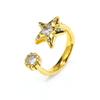 Joyería de comercio exterior transfronterizo personalidad europea y americana estilo retro incrustado circonita rosa anillo estrella de cinco puntas temperamento femenino anillo de acero de titanio