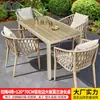 Juego de Muebles de Exterior Mojia para Cafetería, Balcón al Aire Libre, Jardín, Terraza, con Mesas y Sillas de Madera Plástica Cubiertas de Tela