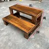 Reposapiés de Madera Maciza Escalones para Ventana de Bahía Reposapiés Doméstico Engrosado de Madera Maciza Marco de Escalón de 2 Niveles Reposapiés Escalón de Escalera