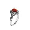 Anillo de plata de ley S925 con incrustaciones de ágata roja del sur, personalidad simple, anillo abierto combinable para mujer.