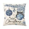 Fronha de Natal Azul Poliéster Estampada Xadrez Boneco de Neve Decorativa Fronha de Almofada para Sofá Capa de Almofada para Casa Transfronteiriça