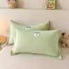 Funda de almohada para adulto 100% algodón cepillado, funda de almohada de algodón puro bordada con toalla para estudiantes y niños, funda de almohada individual de hotel, color liso A