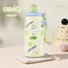 Copo Térmico Redondo de Aço Inoxidável com Desenho de Natal para Meninas, Design Sofisticado com Alça, Copo de Água com Canudo Duplo, Copo de Chá Atacado