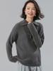 [100% Lana de Oveja] Otoño e Invierno Elegante Casual Simple Color Puro Ropa de Trabajo Solapa Grande Cremallera Jersey de Lana Tejido