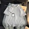 Camiseta henley masculina de manga curta, cor sólida com listras verticais, para o verão, solta, casual, versátil, polo, top masculino moderno, novo estilo