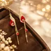 Aretes Geométricos Rojos Ankela Festivos de Año Nuevo Nicho Temperamento Venta Caliente Aretes de Botón Otoño/Invierno 2026 Venta al por Mayor de Pendientes