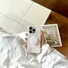 Funda tipo soporte de retazos florales a cuadros estilo coreano para 16Promax, Adecuada para Iphone15Pro, Doble capa 14Pro17