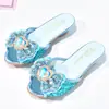Zapatos de princesa Aisha para verano de niña, pantuflas de tacón alto, sandalias infantiles de dibujos animados versátiles, zapatillas de casa para niños con pedrería