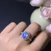 Anillo de ópalo natural de partícula grande 8x 10 mm para mujer apertura ajustable plata de ley s925 incrustado AliExpress ventas directas europeas y americanas