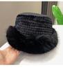 Sombrero mongol de imitación de terciopelo de visón para otoño e invierno, sombrero de pescador de piel de visón de estilo moderno de felpa para mujer, sombrero peludo cálido de cabeza grande