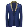 Blazer de moda casual para hombre talla grande de talla europea transfronteriza con diseño falso de dos piezas, chaqueta de negocios ligera