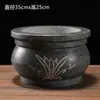 Queimador de Incenso Redondo de Pedra Queimador de Incenso de Pedra Ornamento Esculpido em Pedra Suprimentos Templo Salão Ancestral Queima de Incenso ao Ar Livre