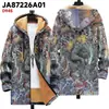 Chaqueta de Estilo Nuevo Transfronteriza con Elementos de Patrón Multicolor, Cárdigan con Capucha y Cremallera 62, Abrigo Grueso de Algodón Polar de Invierno con Forro Amarillo