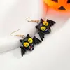 Brincos Modernos de Halloween da Europa e América, Fashion, Únicos, Divertidos de Acrílico Abóbora, Caveira, Morcego, Estilo Exótico