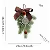 Ornamento de galho artificial de pinheiro de Natal para pendurar, Decoração de pequena árvore de Natal invertida, Laço, Floco de neve, Decoração de estrela, Pendente de porta