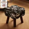 Taburete para Uso en Casa, Taburete Bajo para Sala de Estar, Taburete para Sofá, Banco de Madera Maciza, Taburete para Cambiarse los Zapatos en la Entrada, Taburete Creativo con Asiento Acojinado Suave, Taburete de Madera Simple