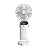 Ventilador de Mano N15 USB Mini Portátil Plegable Recargable con Pantalla Digital, Colgante para Cuello, de Escritorio, Larga Duración de Batería