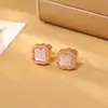 Brincos Exquisitos e Compactos de Trevo de Quatro Folhas para Mulheres, Brincos de Zircônia de Alta Qualidade Microincrustada, Luxo Acessível, Brincos de Concha Natural