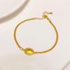 Pulseira Oval Dourada Retro Fosca para Mulheres, Design de Nicho de Luxo Leve, Estilo Minimalista, Corrente Versátil em Barra