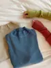 2024 Nova Blusa de Fundo Meia-Gola com Fio para Outono e Inverno Feminina Estilo Coreano Tricô Justo Malha Preta