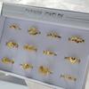 Anillo de Oro Arena Emulación 24K de Alta Imitación Moda para Mujer Combinable Trébol de Cuatro Hojas Anillo Abierto Productos de Bienestar en Vivo