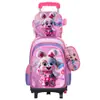 Nueva Lindo Carrito Escolar para Estudiantes de Primaria Grados 3~6 Set de Tres Piezas de Dibujos Animados Mochila Escolar de Dos Ruedas Seis Ruedas para Niños Lista para la Venta
