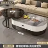 Mesa de centro em laje de rocha, sala de estar, uso doméstico, luxo leve, estilo moderno, minimalista, novo design, formato oval, popular entre influenciadores online, adequada para apartamentos pequenos