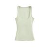 Chaleco de punto fino para mujer, cuello en U, forma de I, hombro estrecho, cintura ajustada, elástico, delgado, prenda exterior, prenda interior, color liso, top de verano