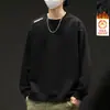 Camiseta Masculina de Manga Longa em Destaque, Marca da Moda, Forrada com Fleece, Top Outono-Inverno, Moletom, Camiseta Básica Juvenil, Camada Base