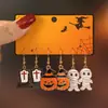 Brincos Pendentes com Design de Fantasma e Cabeça de Abóbora Desenho Animado Fofo Conjunto de Brincos de Halloween para Mulheres