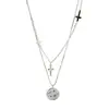 Collar de Ángel con Colgante Cruzado de Doble Capa Dz para Mujer, Cadena para Suéter con Diseño de Nicho, Elegante y Versátil, Regalo para Joyería de Mejor Amiga
