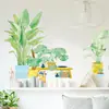 LD96001 planta verde tropical fresca hoja de tortuga maceta dormitorio sala de estar hogar decoración de pared pegatinas de pared autoadhesivas