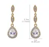 Brincos de Franja Luxo Alto Zircônia Gota d'Água Brincos Elegantes para Senhoras Brincos de Noiva Europeus e Americanos