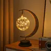 Luz de estrelas e lua LED Amazon transfronteiriça bola de rattan de maçã luminária de mesa criativa corda de cânhamo ferro USB luz noturna decorativa