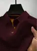 Nueva Camiseta de Verano Manga Corta Manga Corta Malla de Gama Alta Seda de Hielo Camiseta de Manga Corta Camisa de Hombre Cuello de Camisa Verano Color Sólido