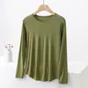 Camisa Base com Costura Canelada de Manga Longa Tamanho Grande para Mulheres Plus Size, Novo Estilo Outono 2023, Camiseta Fina Solta para Primavera e Outono para Usar em Camadas ou Sozinha