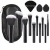 10 mini brochas de maquillaje juego mango de cristal portátil para viaje brocha para polvos colorete sombra de ojos herramienta de maquillaje de belleza