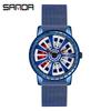 SANDA SANDA Novo 1054 Pulseira de Malha Relógio de Quartzo Masculino Tendência da Moda Oco Cool Único Criativo