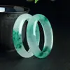 Pulseira de Jade Imitação Flor Azul Gelo de Alta Qualidade, Pulseira de Jade Quartzito Tricolor Amarelo-Verde-Roxo Grau B com Flores Flutuantes, Pulseira de Jade Imitação Dulong