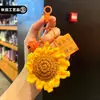 Día del Maestro Hilo Crochet Hecho a Mano Girasol Llavero Colgante para Bolsa Bendición Pequeño Regalo para Maestros